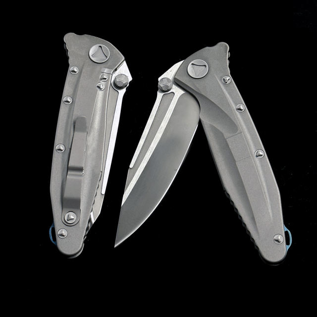 MICRO TECH Delta Titanium Handle D2 Blade Ceramic Bearings Pocket Survival EDC Tool Camping Hunting Utility Outdoor Folding Knife