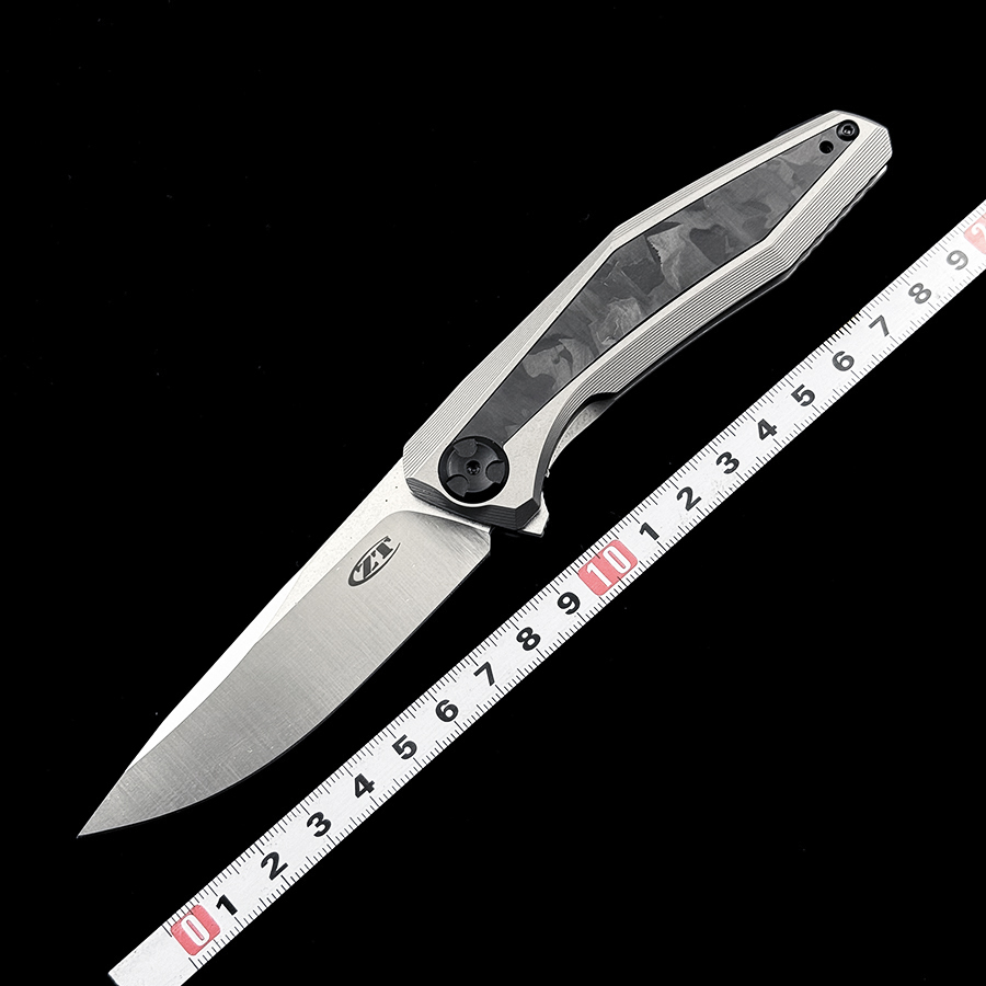 Zero Tolerance 0470 Dmitry Sinkevich Flipper Knife 3.4" 20CV Two-Tone Blade, Titanium Handles with Carbon Fiber Insert, Frame Lock