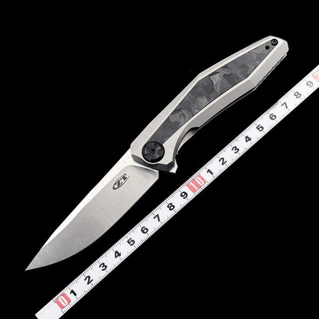 Zero Tolerance 0470 Dmitry Sinkevich Flipper Knife 3.4&quot; 20CV Two-Tone Blade, Titanium Handles with Carbon Fiber Insert, Frame Lock