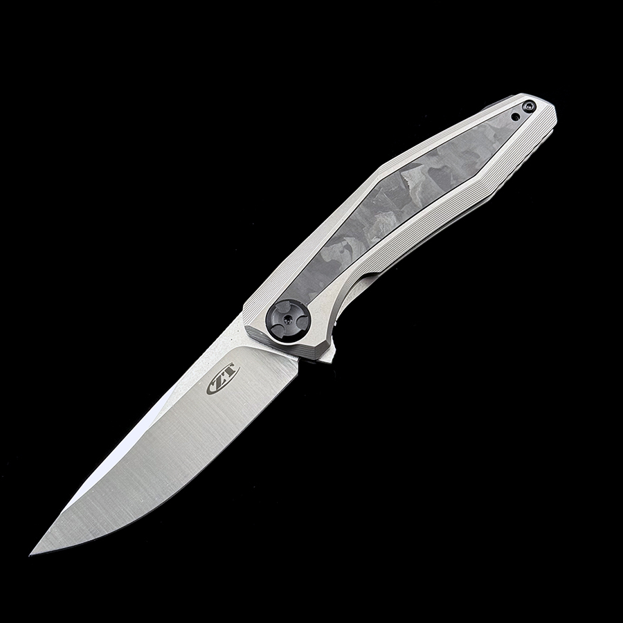 Zero Tolerance 0470 Dmitry Sinkevich Flipper Knife 3.4" 20CV Two-Tone Blade, Titanium Handles with Carbon Fiber Insert, Frame Lock