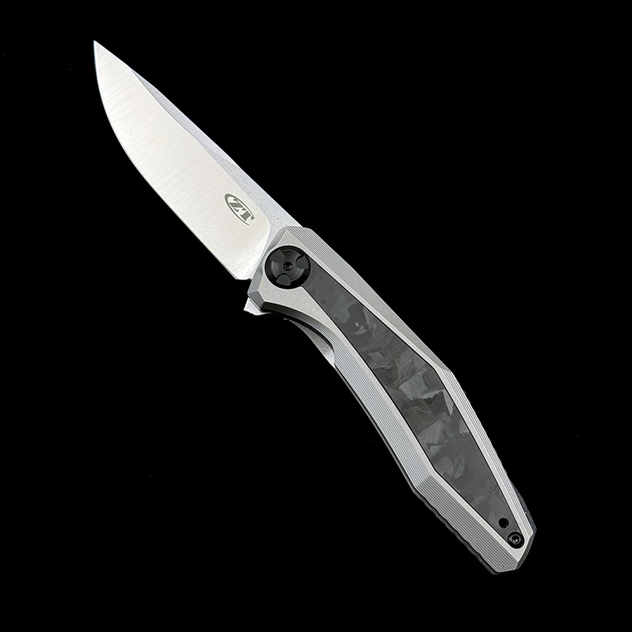 Zero Tolerance 0470 Dmitry Sinkevich Flipper Knife 3.4" 20CV Two-Tone Blade, Titanium Handles with Carbon Fiber Insert, Frame Lock