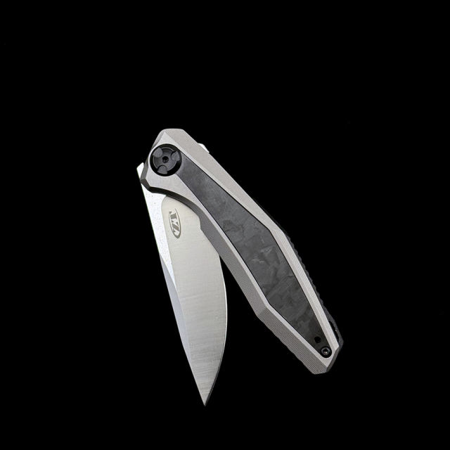 Zero Tolerance 0470 Dmitry Sinkevich Flipper Knife 3.4" 20CV Two-Tone Blade, Titanium Handles with Carbon Fiber Insert, Frame Lock