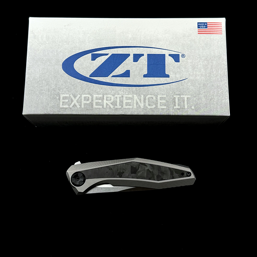 Zero Tolerance 0470 Dmitry Sinkevich Flipper Knife 3.4" 20CV Two-Tone Blade, Titanium Handles with Carbon Fiber Insert, Frame Lock