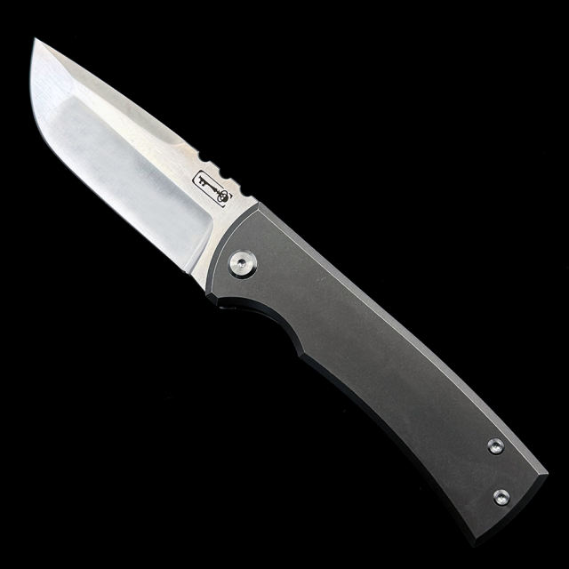 Chaves Ultramar Redencion Street Folding Knife 3.25" M390 Belt Satin Drop Point Blade, Stonewashed Titanium Handles - ST/RDP/SWTI/BF