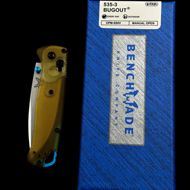 BENCHMADE 535-3 Good Foam Amber Ultem Handle Ball Bearing Mark S90V Pocket EDC Tool Fish Camping Hunting Outdoor Folding Knife