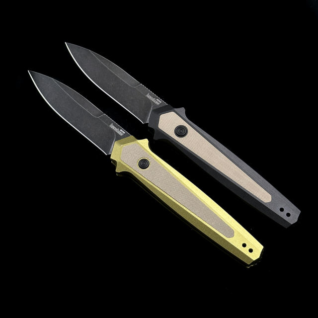 Kershaw 7950 Launch 15 AUTO Folding Knife 3.5" CPM-MagnaCut BlackWashed Spear Point Blade, Black Aluminum Handles