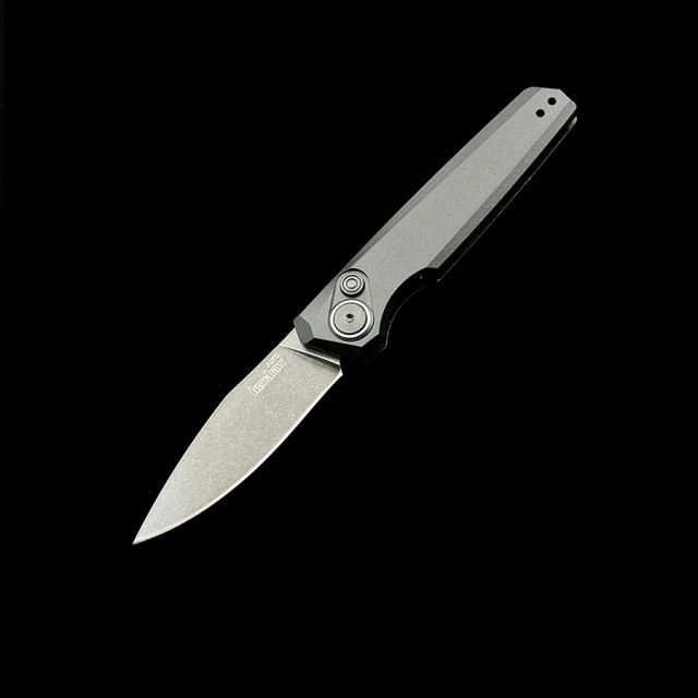 Kershaw 7551 Launch 18 AUTO Folding Knife 2.79" CPM-154 Stonewashed Drop Point Blade, Gray Aluminum Handles