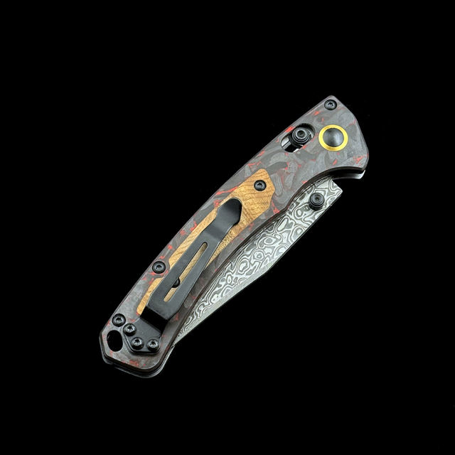 BM 15085-201 AXIS Damascus Wooden Handle Blade Folding Knife Outdoor Camping Hunting Pocket EDC Tool BM15085 Knife
