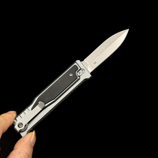 REATE Gravity Double Blade Knife D2 Aluminum+G10 Handle Tactical Fishing Pocket Camping Hunt Outdoor EDC Utility Folding Tool