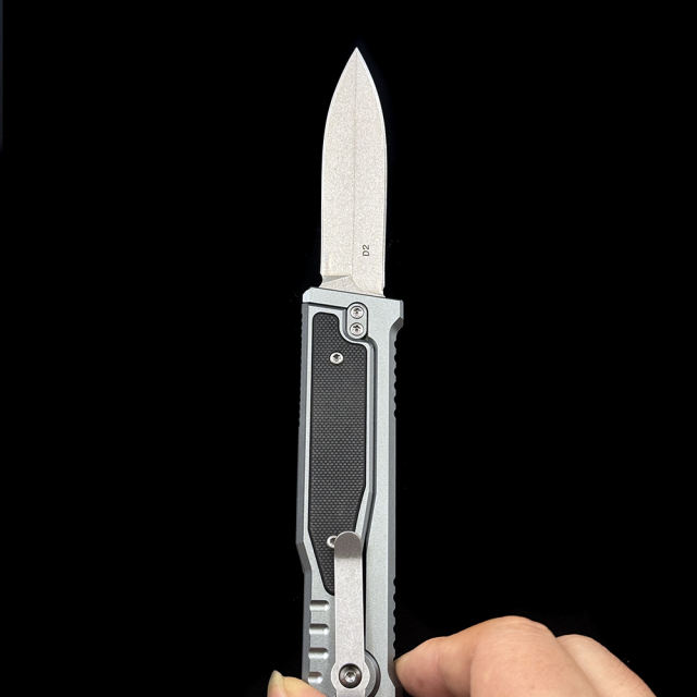 REATE Gravity Double Blade Knife D2 Aluminum+G10 Handle Tactical Fishing Pocket Camping Hunt Outdoor EDC Utility Folding Tool
