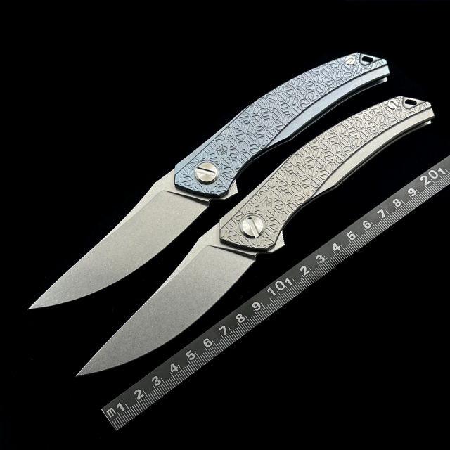 Shirogorov Quantum Cromax PM Blade Titanium Alloy Handle Folding Knife Outdoor Camping Hunting Pocket EDC Tool Knife