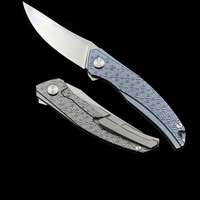 Shirogorov Quantum Cromax PM Blade Titanium Alloy Handle Folding Knife Outdoor Camping Hunting Pocket EDC Tool Knife