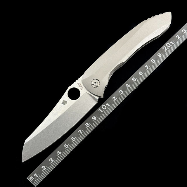 C238TIP Rassenti Paysan Folding Knife 3.88" S90V Stonewashed Plain Blade, Integral Titanium Handle, Frame Lock