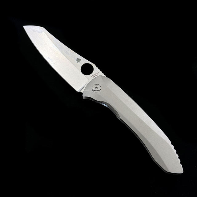 C238TIP Rassenti Paysan Folding Knife 3.88" S90V Stonewashed Plain Blade, Integral Titanium Handle, Frame Lock