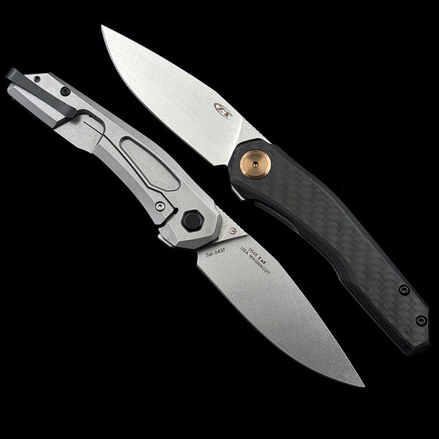 ZT 0545 Flipper Knife CPM MagnaCut Blade, Carbon Fiber Handle Outdoor Camping Hunting Pocket EDC Tool Knife