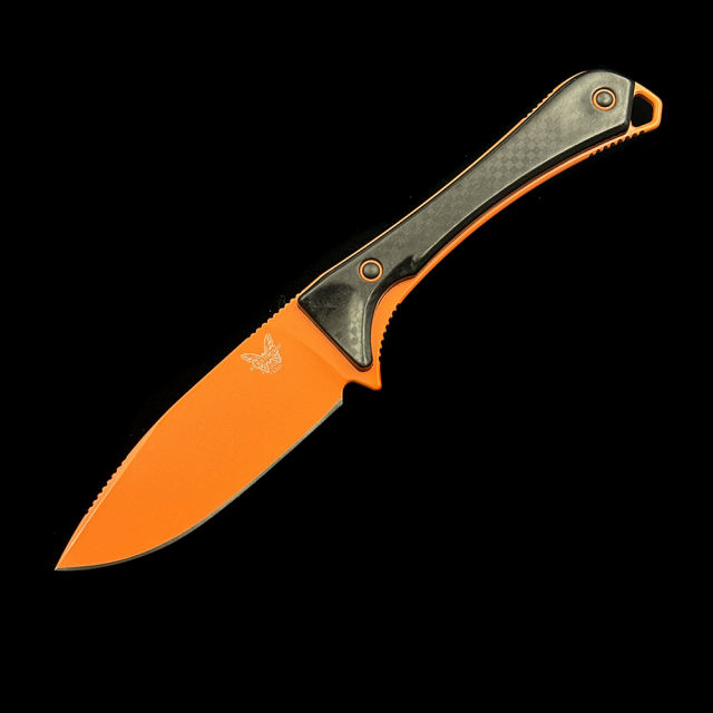 BM 15201OR Altitude Fixed Blade Knife 3.08 "CPM-S90V Orange DLC Drop Point, Carbon Fiber Handle Outdoor Camping Hunting Pocket EDC Tool Knife