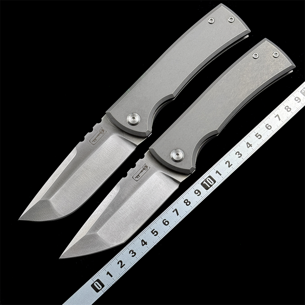 Chaves Ultramar 229ti Redencion Street Folding Knife " M390 Belt Satin Drop Point Blade, Stonewashed Titanium Handles - ST/RDP/SWTI/BF