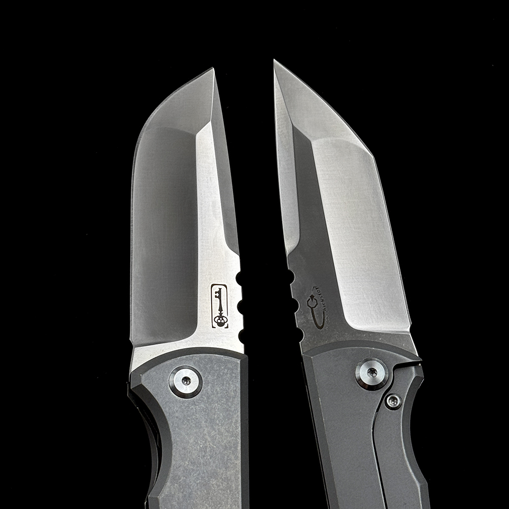 Chaves Ultramar 229ti Redencion Street Folding Knife " M390 Belt Satin Drop Point Blade, Stonewashed Titanium Handles - ST/RDP/SWTI/BF