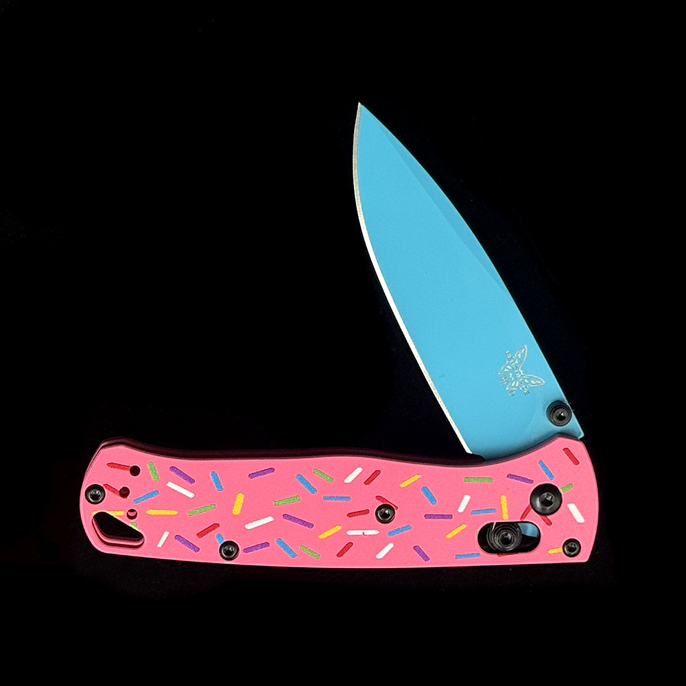 BM 535  Bugout Donut Pink Aluminum Bearing folding knife
