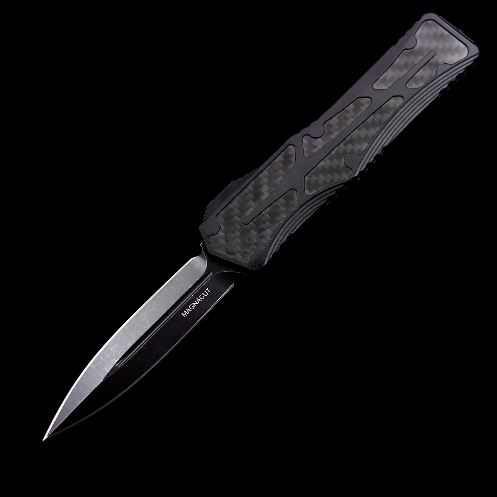 Heretic Knives Giant OTF AUTO 3.35" D2 Stonewashed Blade, Aviation Aluminum Handles