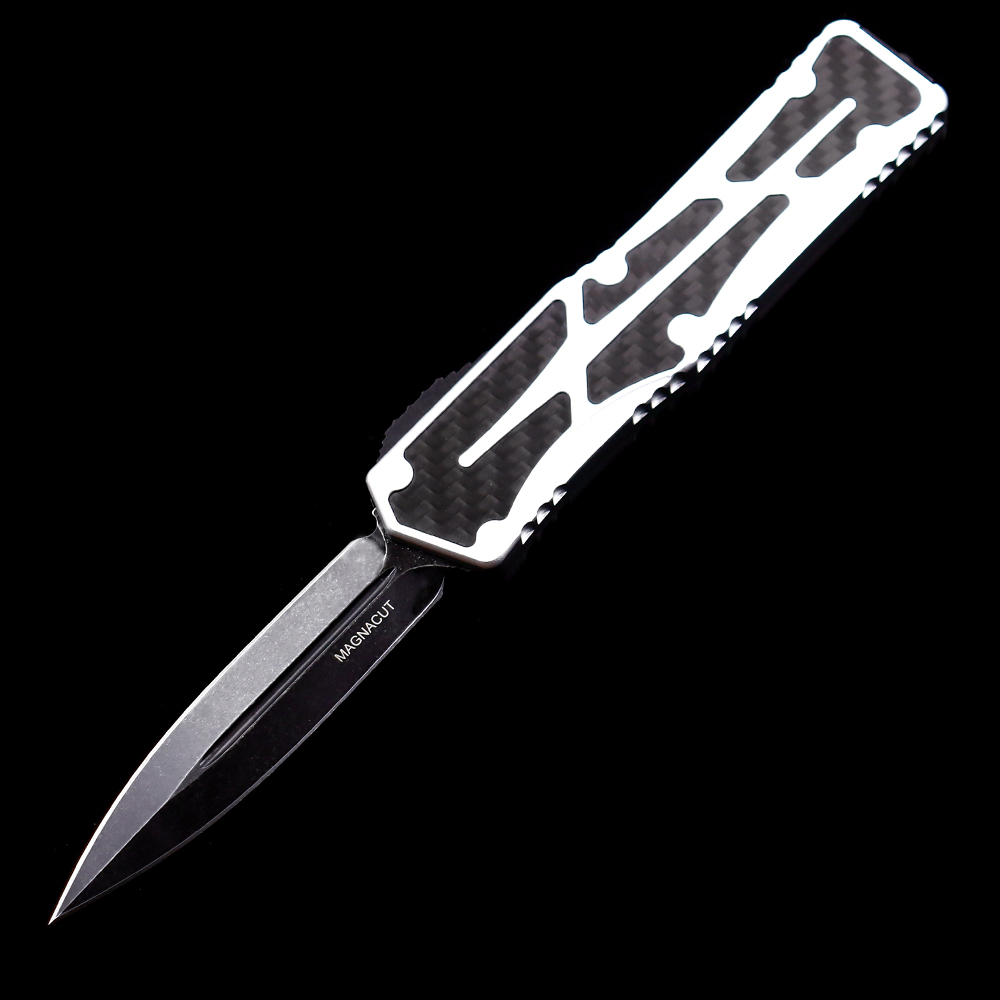 Heretic Knives Giant OTF AUTO 3.35" D2 Stonewashed Blade, Aviation Aluminum Handles