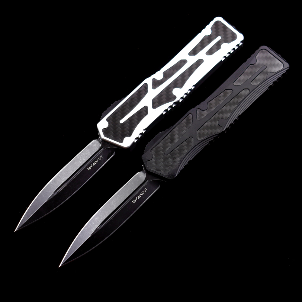 Heretic Knives Giant OTF AUTO 3.35" D2 Stonewashed Blade, Aviation Aluminum Handles