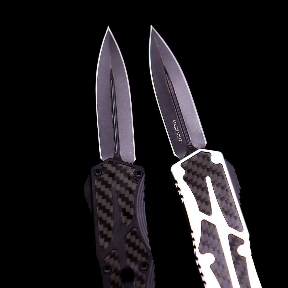Heretic Knives Giant OTF AUTO 3.35" D2 Stonewashed Blade, Aviation Aluminum Handles