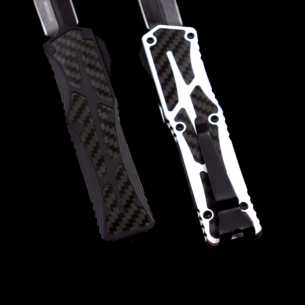 Heretic Knives Giant OTF AUTO 3.35" D2 Stonewashed Blade, Aviation Aluminum Handles