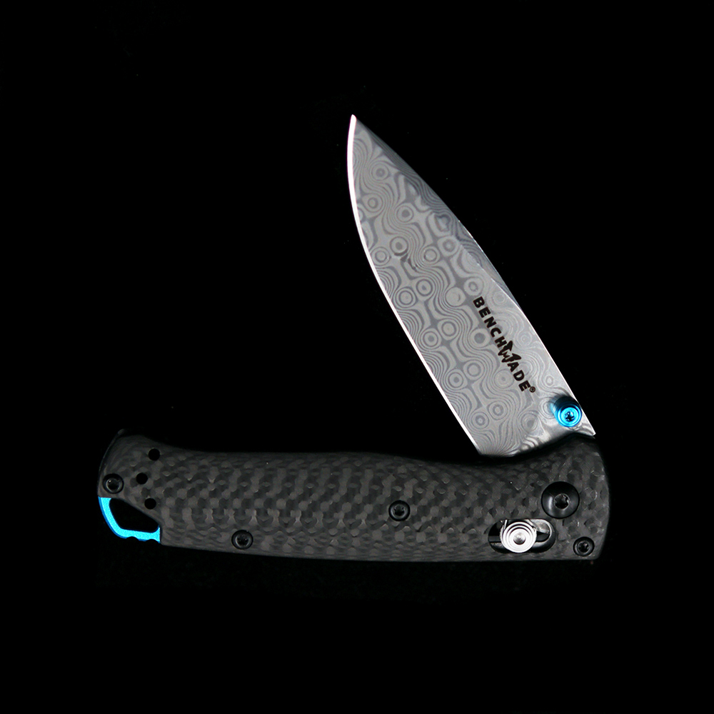 BM Mini 533-3 Mirror light Damascus Carbon Fiber Handles Bugout AXIS Folding Knife