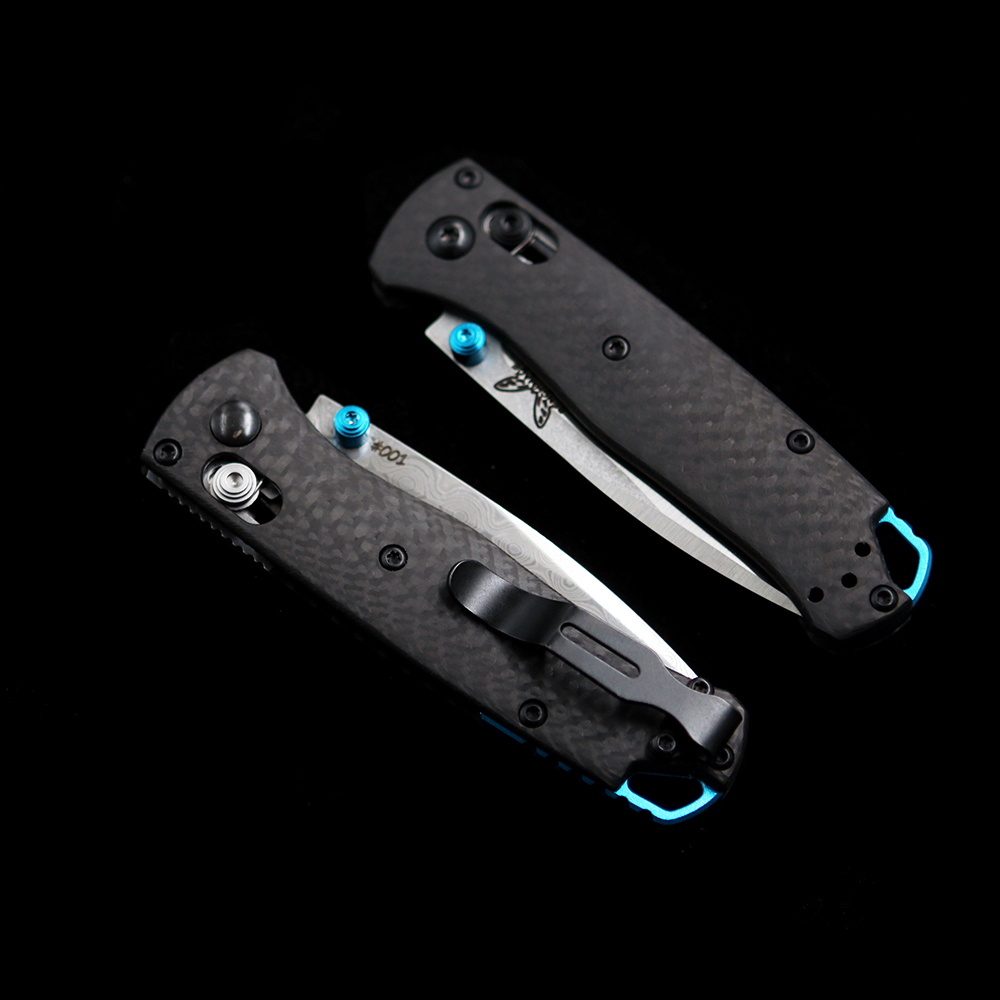 BM Mini 533-3 Mirror light Damascus Carbon Fiber Handles Bugout AXIS Folding Knife