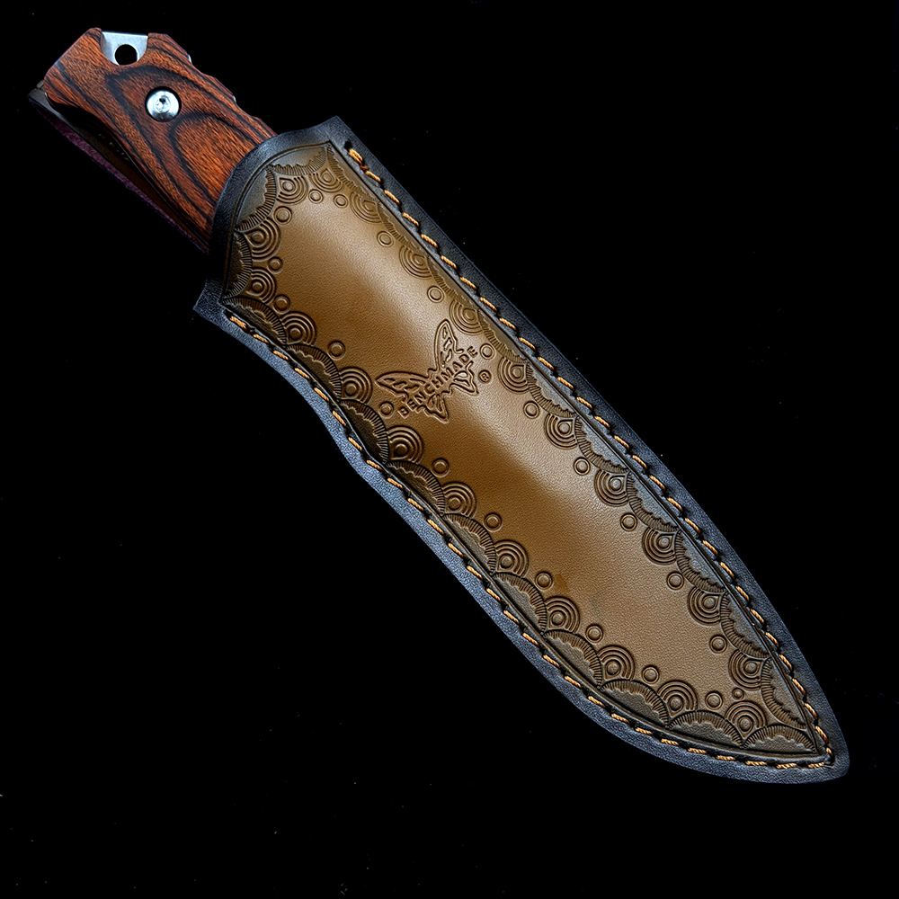 BM 15002 Hunt Hidden Canyon Hunter Wooden handle+leather cover Knife