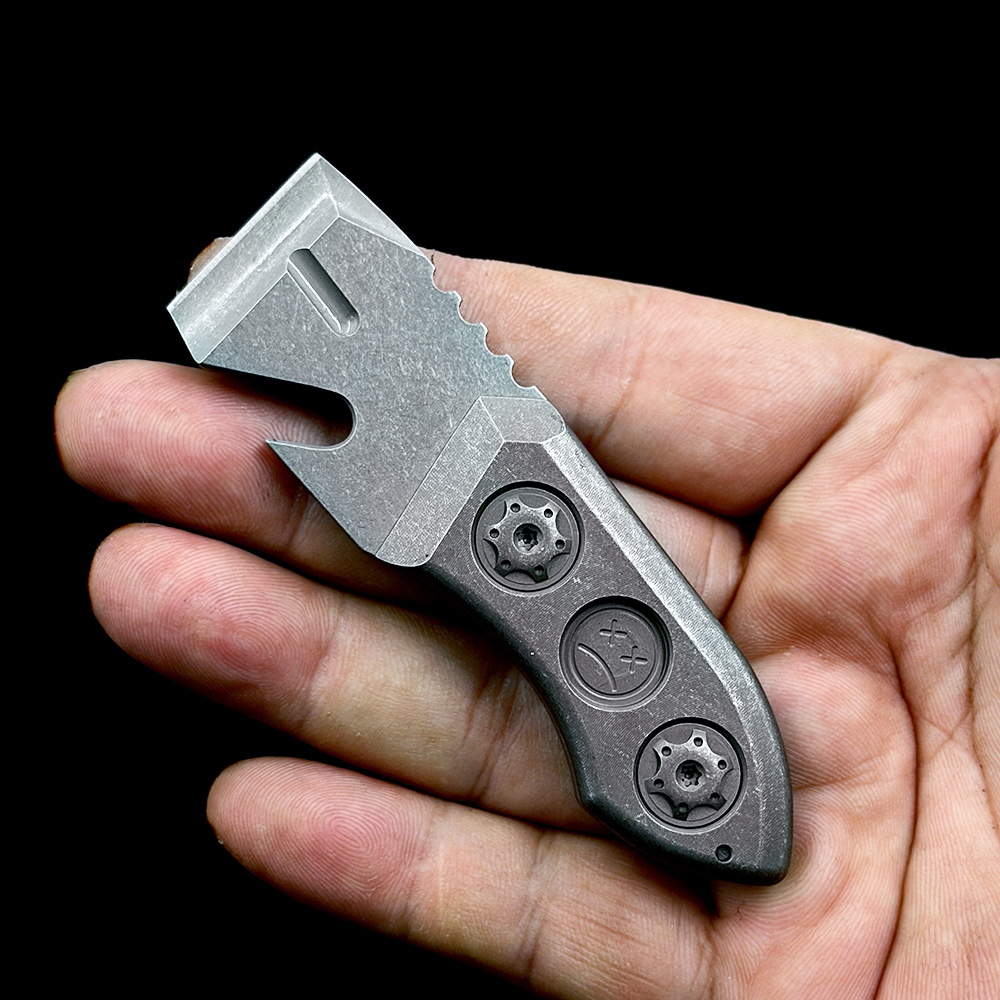 Mechforce Jensen Bergman Collab Brew Tool Fixed Blade Knife 1.93 "DC53 Blade, Titanium Alloy Handles, Kydex