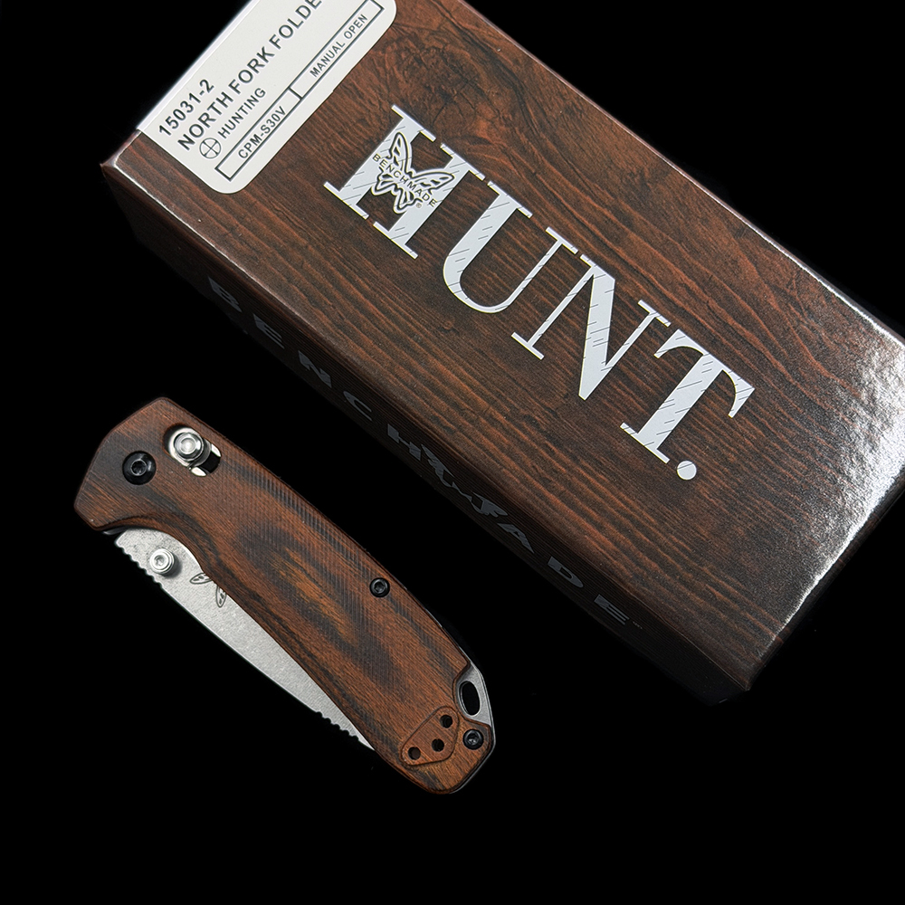 BM15031-2 Hunt North Fork CPM-S30V Stainless & Stabilized Wood Folding Knife