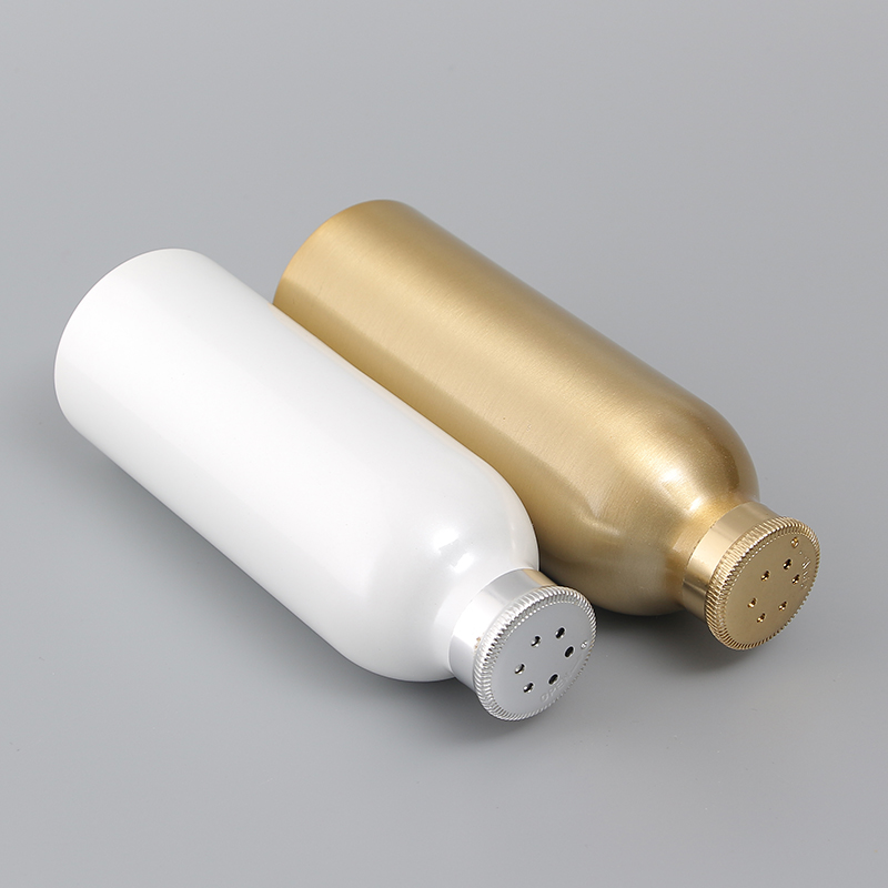 Customized talcum powder aluminum bottle 30g/50g/80g/120g/160g/200g Aluminum Talc/ loose powder/ baby powder Bottle with aluminum mesh cap