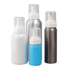 Factory metal 200ml/250ml/300ml/400ml/480ml/500ml refillable foaming pump bottles soap aluminum bottle with foam dispenser for face hand cleanser liquid
