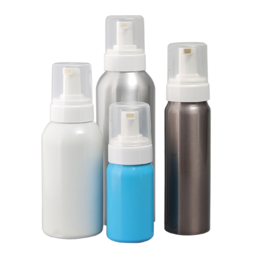 Factory metal 200ml/250ml/300ml/400ml/480ml/500ml refillable foaming pump bottles soap aluminum bottle with foam dispenser for face hand cleanser liquid