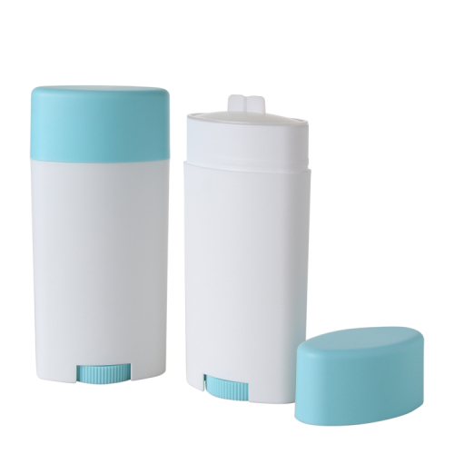 Biodegradable deodorant container 2.65oz refillable oval deodorant stick with blue cap