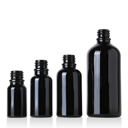 Round shoulder 5/10/15/20/30/50/100ml black skincare lotion serum bottle empty round glass bottle