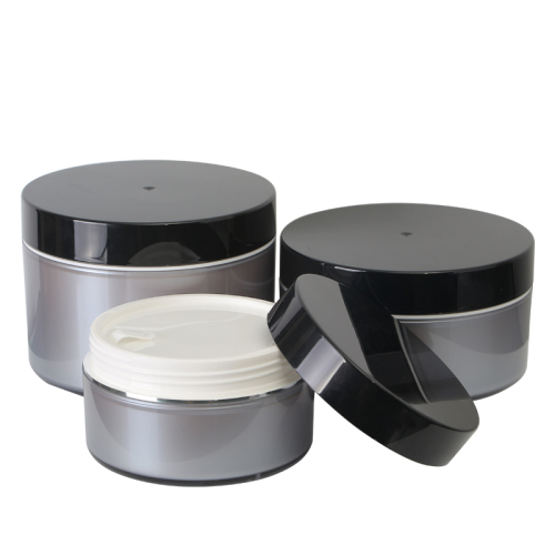 30g 50g 100g 200g 300g 500g Cosmetic Packaging Custom Logo Empty Container Double Wall AS Cream Jars With Screw Black Cap For Face Cream