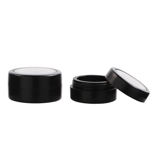 2ml PS Single Layer Plastic Cream Jar With Window Black Rim Cover