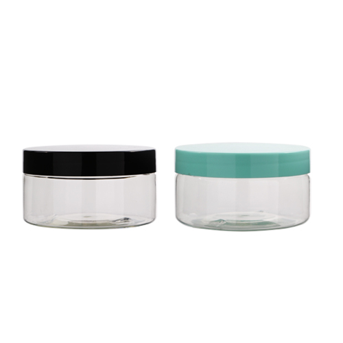 250ml 350ml 400ml natural transparent pet plastic cosmetic skin cream jar with custom color screw cap