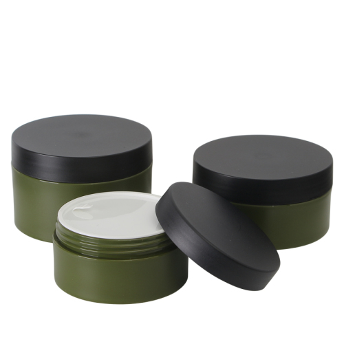 15g 30g 50g 75g 100g 150g customize PET green jar face cream with PP black screw lid and PE disc cosmetic packaging jar