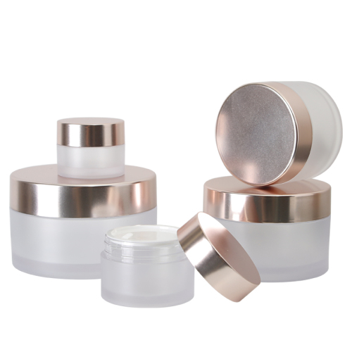 Round PETG cream jar double wall for cosmetics with shining UV cap
