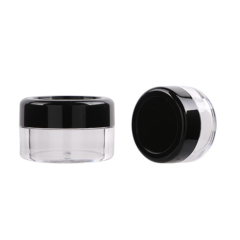 6ml 10ml 15ml 20ml Transparent PS round cream jar with black screw cap