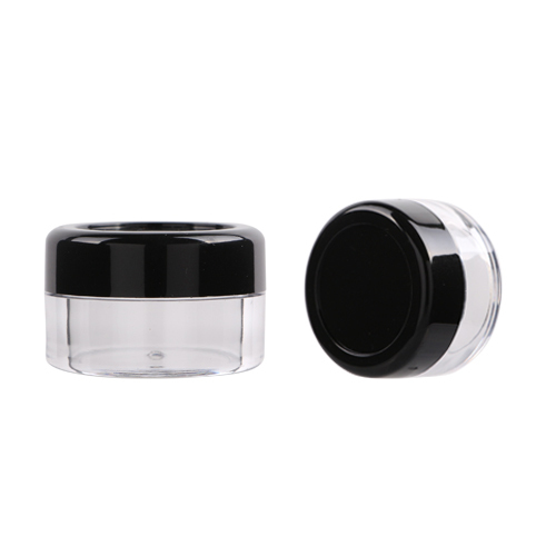 6ml 10ml 15ml 20ml Transparent PS round cream jar with black screw cap