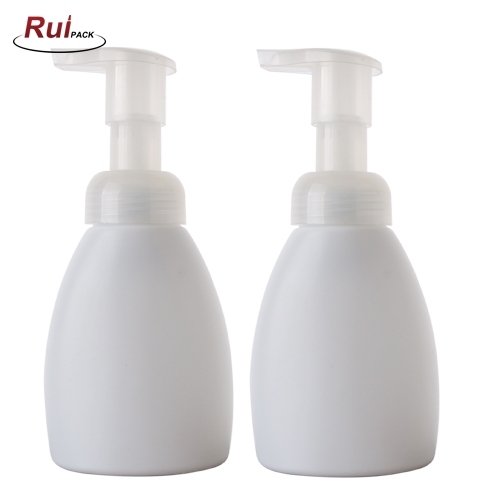 Triangle shape 250ml HDPE bottle with 40mm PP foam pump empty hand sanitizer soap bottle
