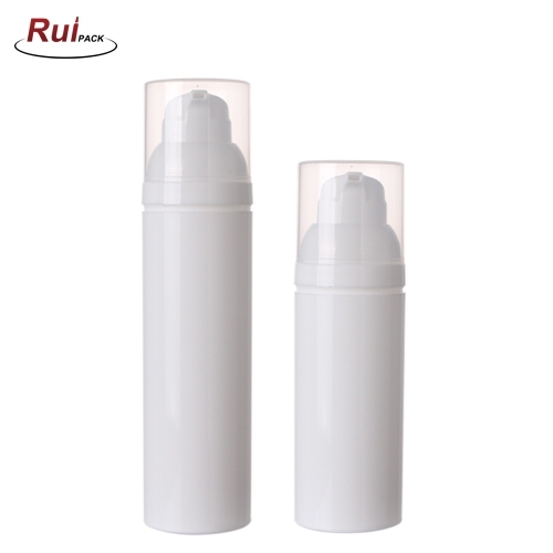 Snap on white cylinder shape PP airless pump bottle 30ml 50ml 75ml vacuum cosmetic cream bottle