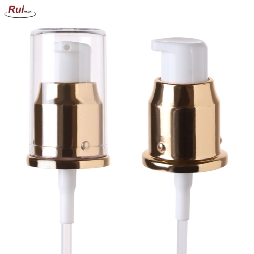 White cosmetic treatment pump Aluminum plastic cream pump with full over cover RP-PHCP19