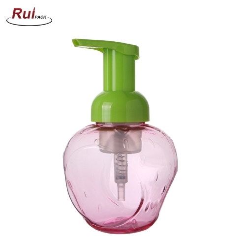Strawberry shape customized shape PET foam bottle 250ml foaming pump bottle