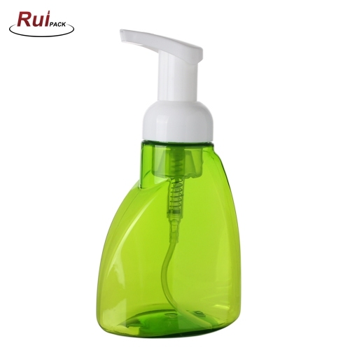 300ml 350ml strange neck 40mm plastic PET hand foaming spray bottle with customized color